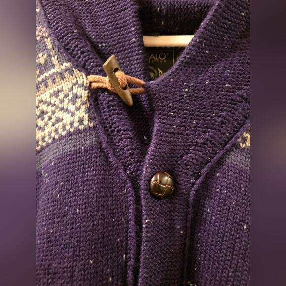Buffalo David Bitton Mens Button Down Knit Grandpa Sweater Sz M Navy Blue Nordic - Picture 5 of 11